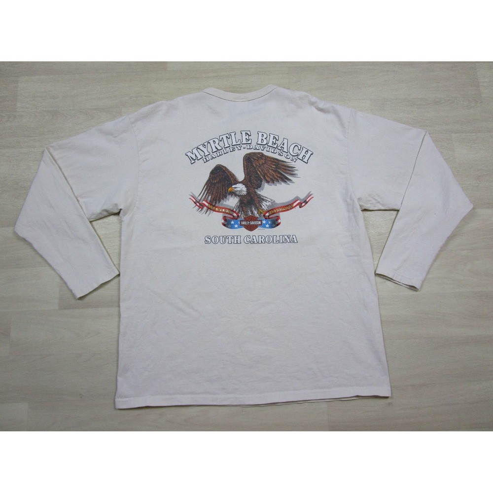 Vintage Y2K Harley Davidson Long Sleeve Henley Shirt (XL) Biker South Carolina - Picture 9 of 14